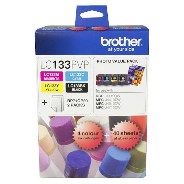 Brother LC133 Ink Cartridge 4 colours PHOTO VALUE PACK LC133PVP Genuine Original