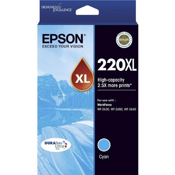Original Epson 220XL Cyan Ink Cartridge WF-2630 WF-2650 WF-2660 T294292