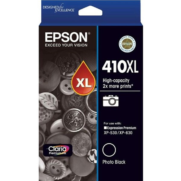 Original Epson 410XL Photo Black Ink Cartridge XP-530 XP-630 T340192