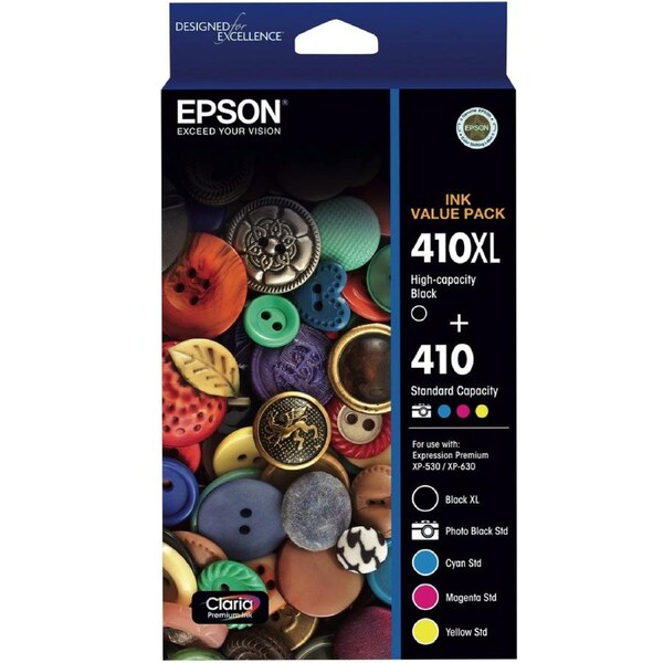 Epson 410XL Black + 410 5 Ink Cartridge Value Pack XP-530 XP-630 T339792