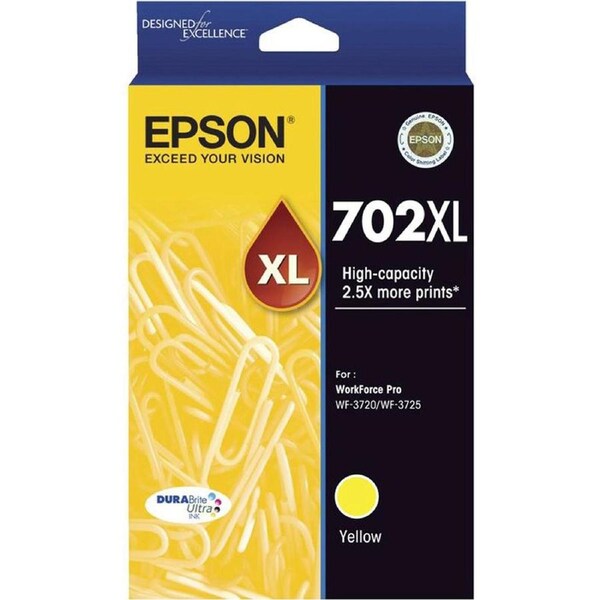 Original Epson 702XL Yellow Ink Cartridge WF-3720 WF-3725 T345492