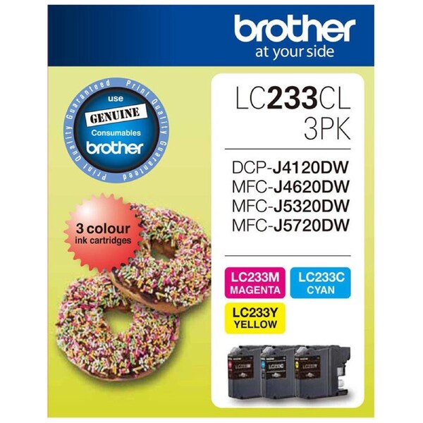Original Brother 3 Colours Value Pack Ink Cartridge Toner LC233CL3PK