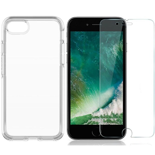 Apple iPhone 8 TPU clear case cover and 4H anti-scratch front screen protector
