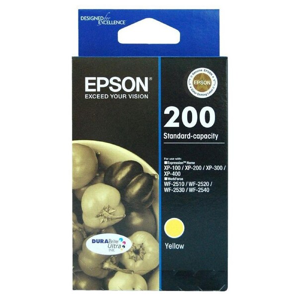 Original Epson 200 Yellow Ink T200492 XP-100 XP-200 XP-300 XP-310 XP-400 XP-410 WF-2510 WF-2520 WF-2530 WF-2540