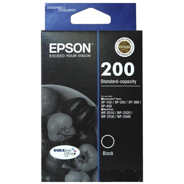 Original Epson 200 Black ink T200192 XP-100 XP-200 XP-300 XP-310 XP-400 XP-410 WF-2510 WF-2520 WF-2530 WF-2540