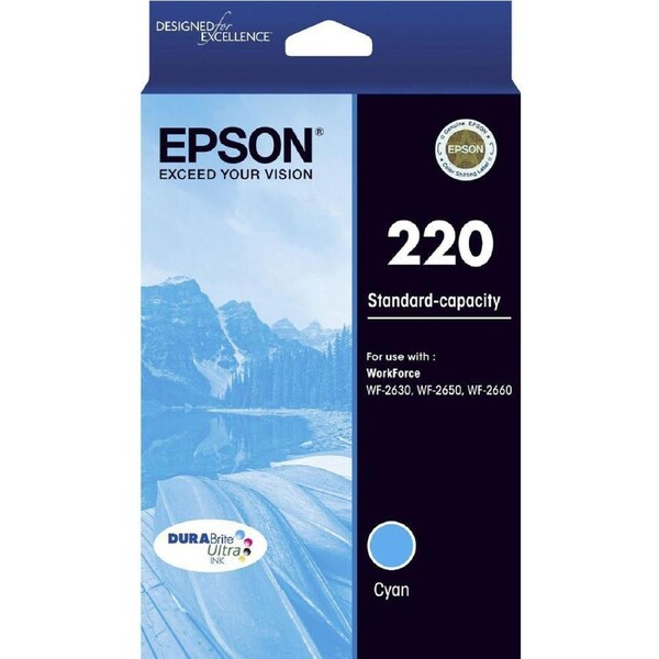 Original Epson 220 Cyan Ink Cartridge WF-2630 WF-2650 WF-2660 T293292