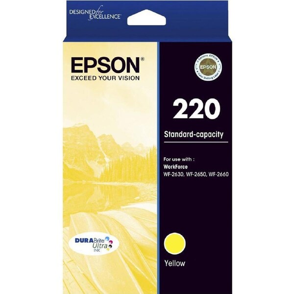 Original Epson 220 Yellow Ink Cartridge WF-2630 WF-2650 WF-2660 T293492