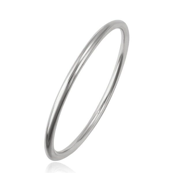 Rhodium F Silver 65mm 2.5'' Bangle Bracelet 4mm Solid Plain Womens Round Band