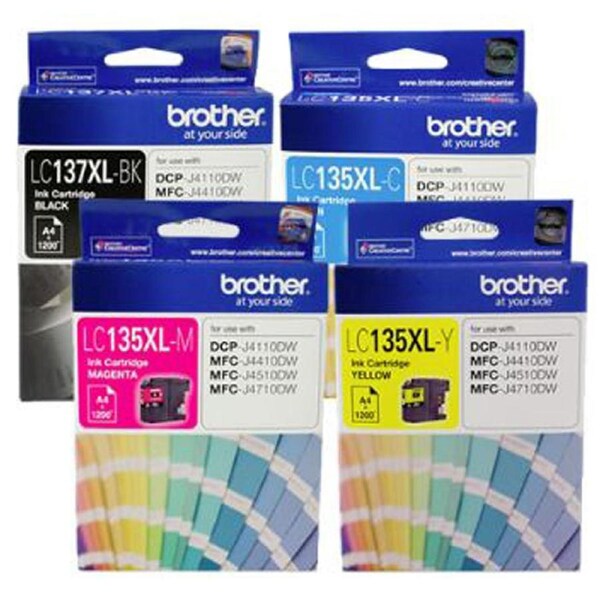 Original Brother LC135XL LC137XL 4 Colours Ink Cartridge Value Pack
