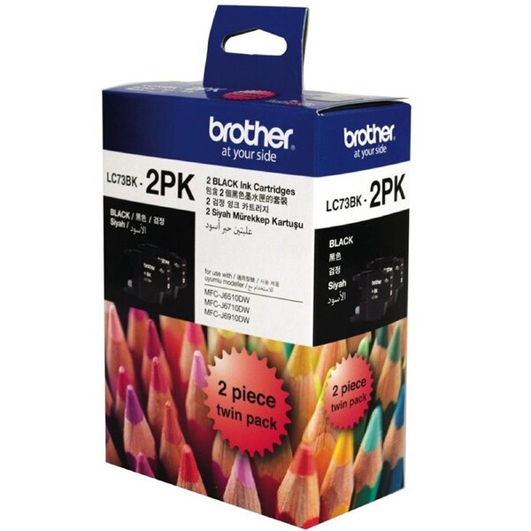 Original Brother LC73BK2PK LC-73 BLACK Twin Pack Ink Cartridge Toner
