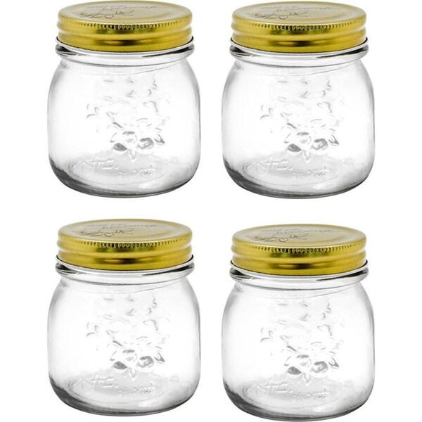 4x Lemon & Lime Roma 300ml Glass Conserve Jar 9cm Home Kitchen Storage Container