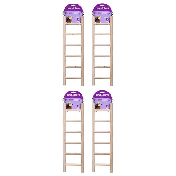 4x Paws & Claws 28cm Wooden Gym Bird Ladder Playground Exercise Climb Toy f/Cage