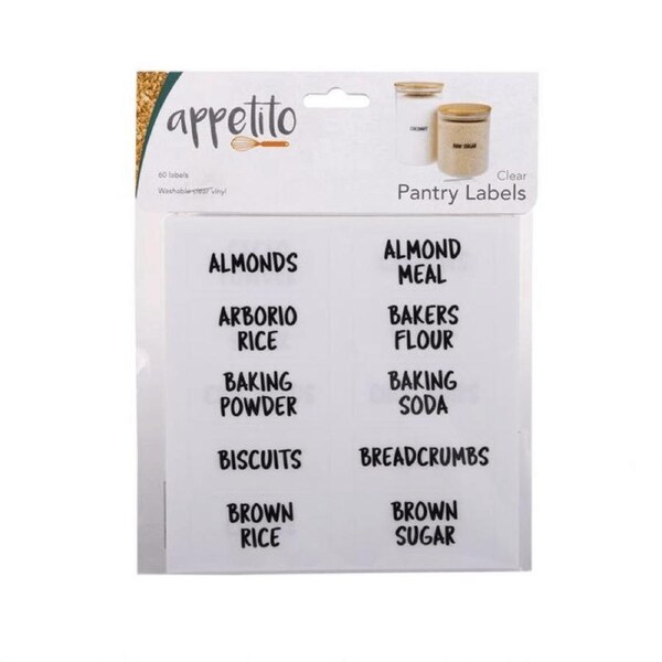 Appetito Clear Pantry Labels Pack 60 #3206-1