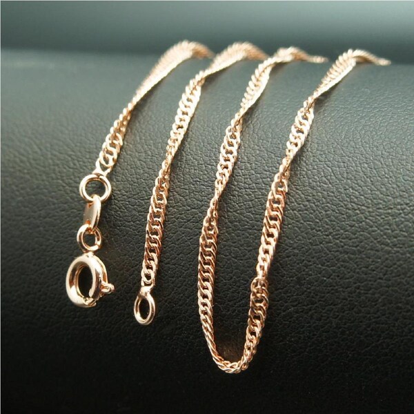 18k Rose Gold 46cm 18'' singapore necklace 2mm solid chain for pendant AUS MADE