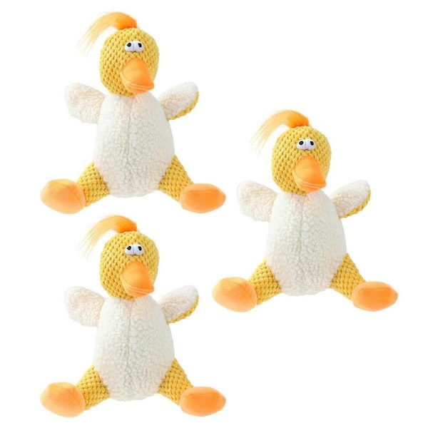 3x Paws & Claws Dog Toy 28cm Fat Duck Plush Pet Interactive Bite Dental Clean