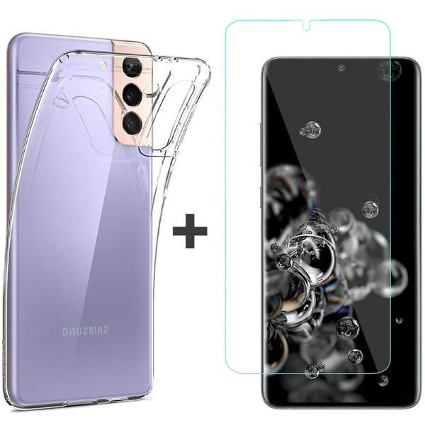 Samsung Galaxy S21+ PLUS Clear Back Case Cover and Soft Front Screen Protector