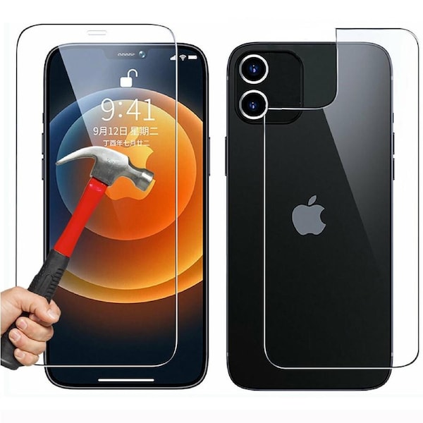 Tempered Glass Screen Protector Guard for Apple iPhone 12 Mini Front + Film Back