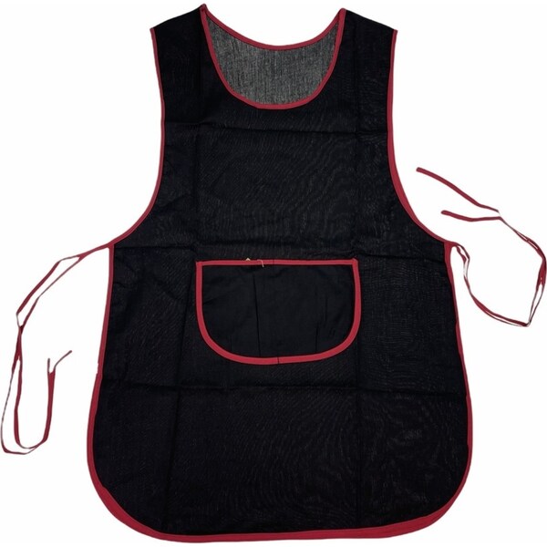 Double Sided Apron Cleaning Shop Coffee Cafe Bib - Black/Red