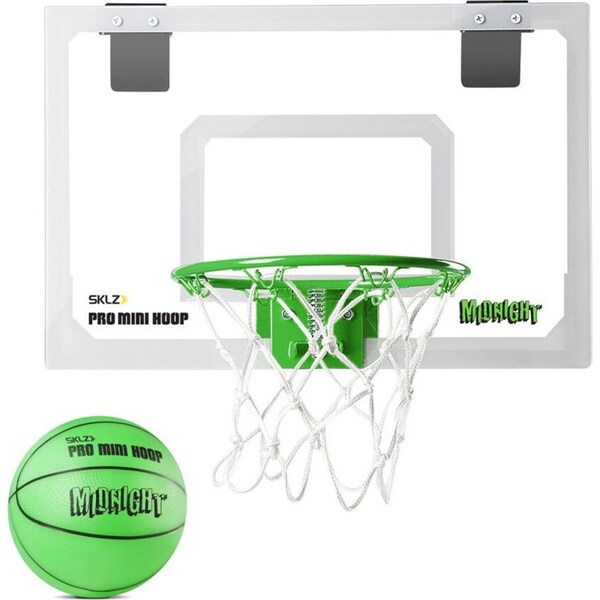 SKLZ Pro Mini 45.72cm Basketball Hoop Backboard w/Ball Midnight Glow In The Dark