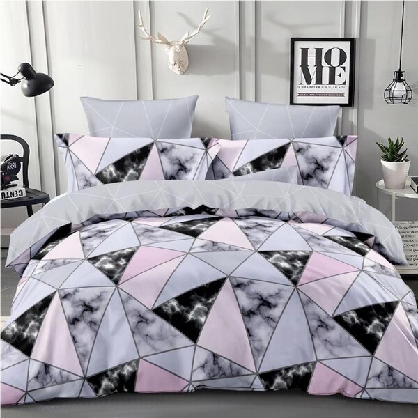 Marble Geometric Design Quilt/Duvet/Doona Cover Set Double