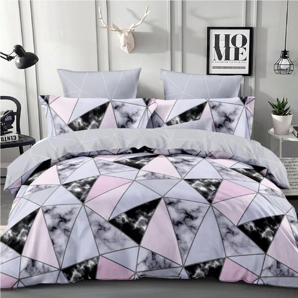 Marble Geometric Design Quilt/Duvet/Doona Cover Set King