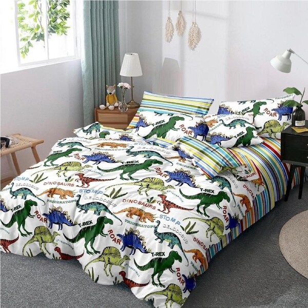 Dinosaur Park Design Kids/Boys/Girls Quilt/Duvet/Doona Cover Set King