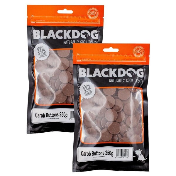 2x Blackdog Puppy/Dog Carob Buttons 250g Treats Low Fat Healthy Food Snack/Chews