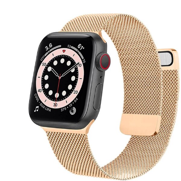 ZUSLAB Apple Watch Series 7 6 5 4 3 2 1 SE 2-Piece Style Steel Mesh Strap Band 38mm 40mm 41mm - Rose Gold