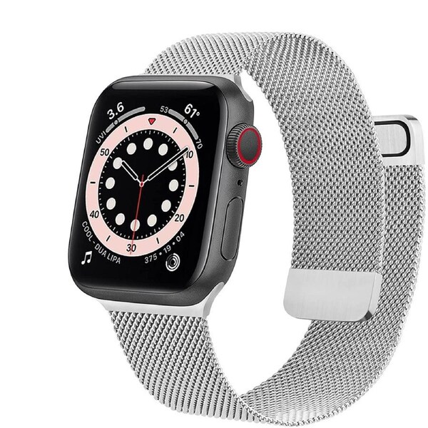 ZUSLAB Apple Watch Series 7 6 5 4 3 2 1 SE 2-Piece Style Steel Mesh Strap Band 38mm 40mm 41mm - Silver