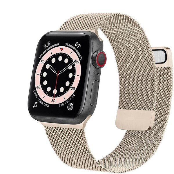 ZUSLAB Apple Watch Series 7 6 5 4 3 2 1 SE 2-Piece Style Steel Mesh Strap Band 38mm 40mm 41mm - Vintage Gold