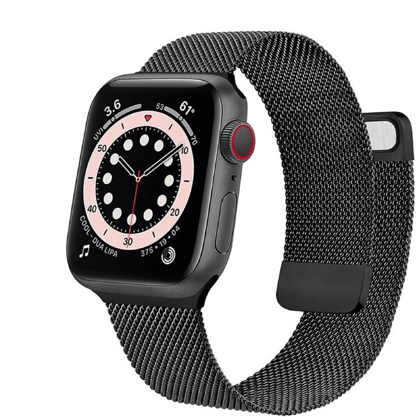 ZUSLAB Apple Watch Series 7 6 5 4 3 2 1 SE 2-Piece Style Steel Mesh Strap Band 38mm 40mm 41mm - Black