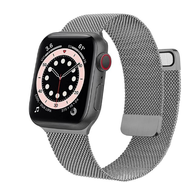 ZUSLAB Apple Watch Series 7 6 5 4 3 2 1 SE 2-Piece Style Steel Mesh Strap Band 38mm 40mm 41mm - Space Gray