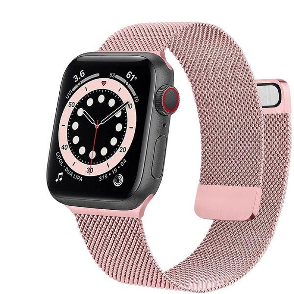 ZUSLAB Apple Watch Series 7 6 5 4 3 2 1 SE 2-Piece Style Steel Mesh Strap Band 38mm 40mm 41mm - Rose Pink