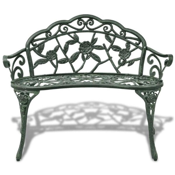 2 Seater Cast Aluminium Outdoor Garden Patio Deck Park Bench Rose Chair Seat