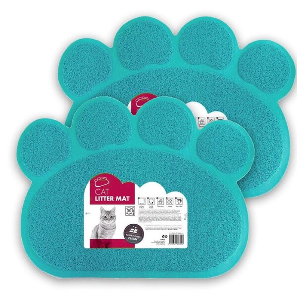 2x M-Pets 60cm Paw Cat Litter Mat Pet Trapping Rug/Anti-Slip Trapper Pad