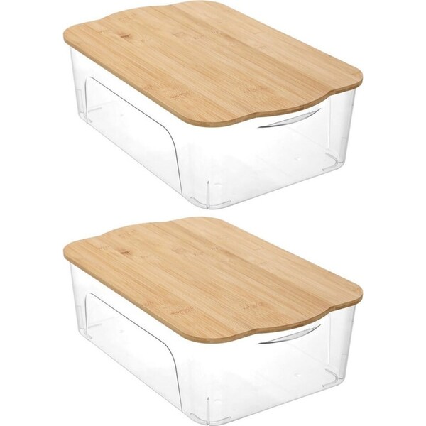 2PK Boxsweden Crystal Storage Box 15L Organiser Container w/Chopping Board Lid