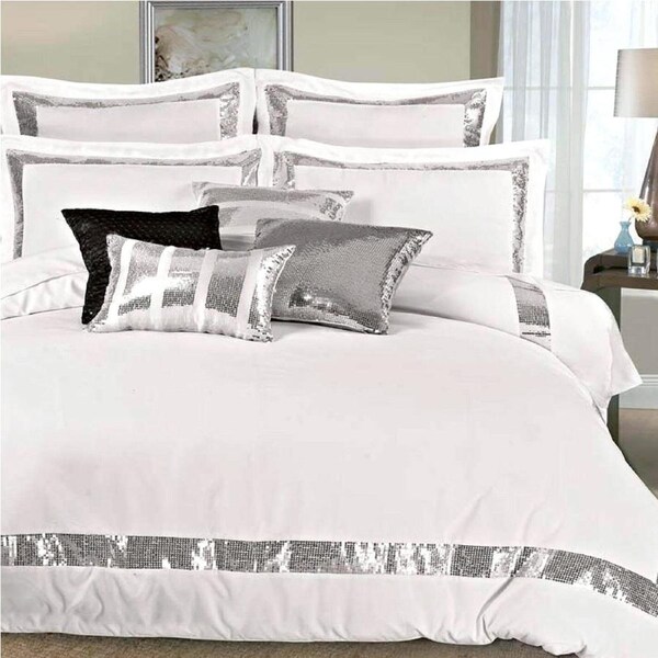 Sequins White Quilt Cover Set Single