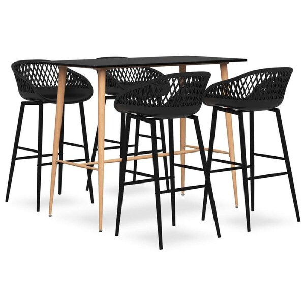 5 Piece Bar Set Black vidaXL