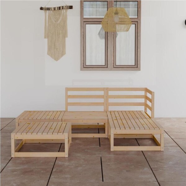 5 Piece Garden Lounge Set Solid Pinewood vidaXL