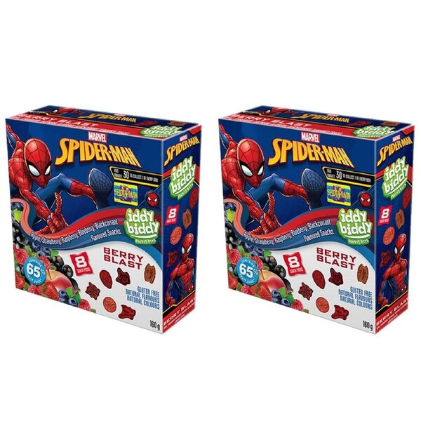 16x 20g Iddy Biddy Spiderman Mixed Berry Gummies Snack Pack Sweet/Confectionery