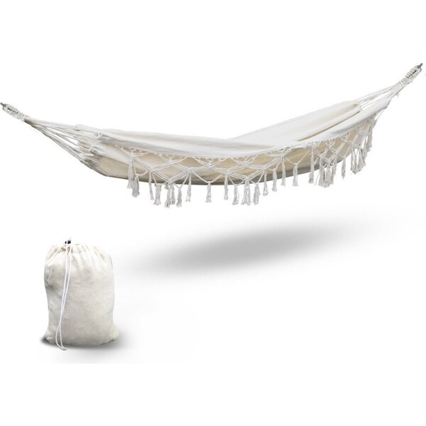 Hanging Tassel Hammock Bed - Cream