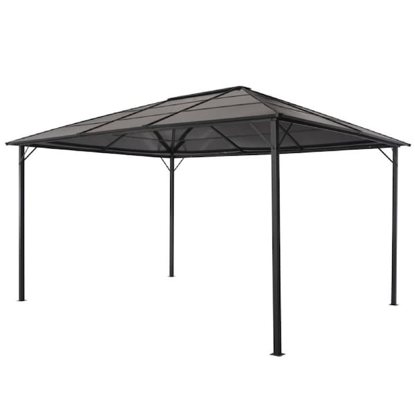 Gazebo with Roof Aluminium 4x3x2.6 m Black vidaXL