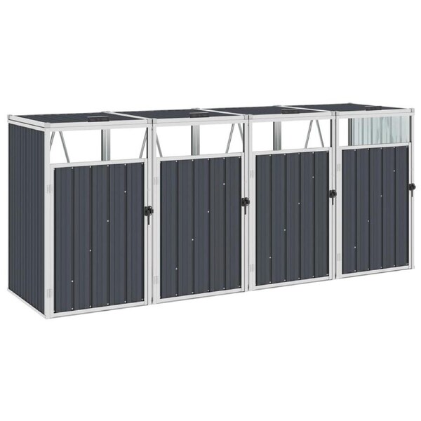 Quadruple Garbage Bin Shed Anthracite 286x81x121 cm Steel vidaXL
