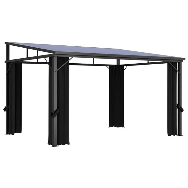 Gazebo with Curtain 405x294x244 cm Anthracite vidaXL