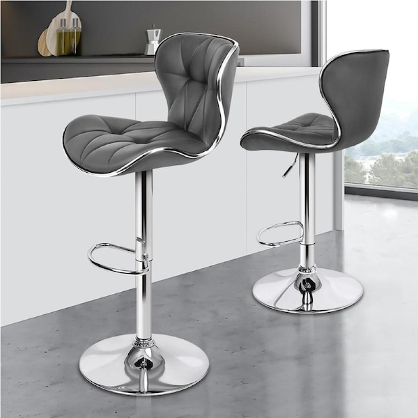 2x ALFORDSON Bar Stools Swivel Chair Grey