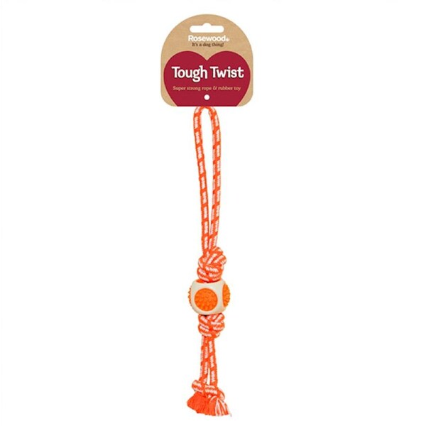 Rosewood Tough Twist 41cm Dental Throw Ball Rope Dog Pet Chew Toy Interactive