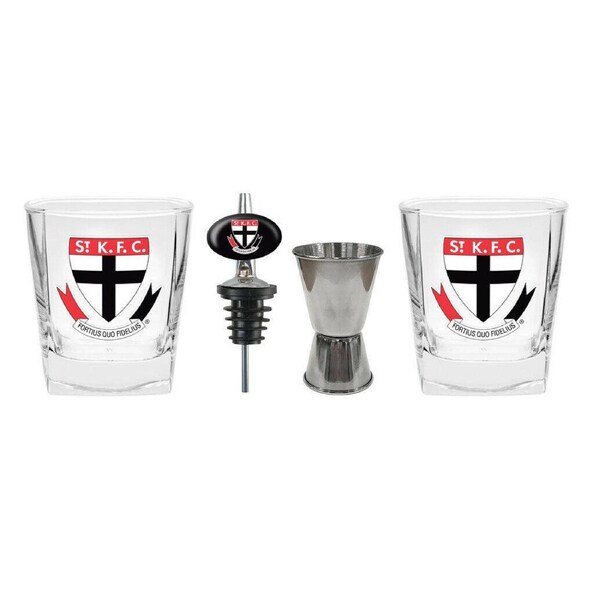 AFL 2 Spirit Glass Jigger and Pourer Set - St Kilda Saints - Gift Pack