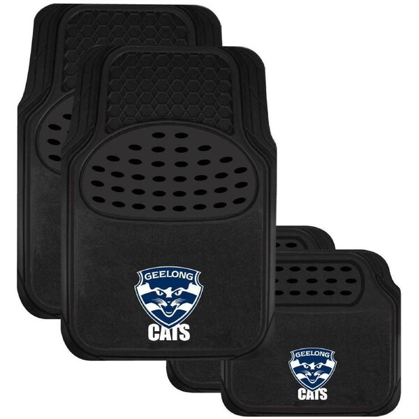 AFL Car Floor Mats - Geelong Cats - Set Of 4 - Universal Size Fit
