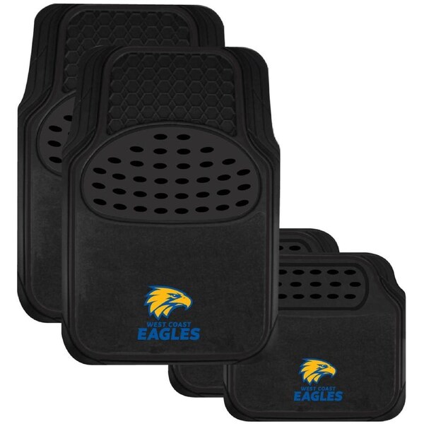 AFL Car Floor Mats - West Coast Eagles - Set Of 4 - Universal Size Fit