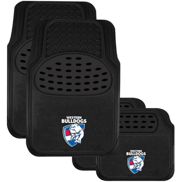AFL Car Floor Mats - Western Bulldogs - Set Of 4 - Universal Size Fit